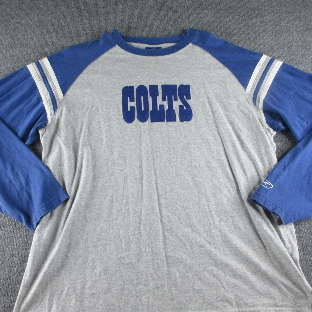 Indianapolis Colts Shirt Mens XL Gray NFL Football Reebok Long Sleeve Tee
